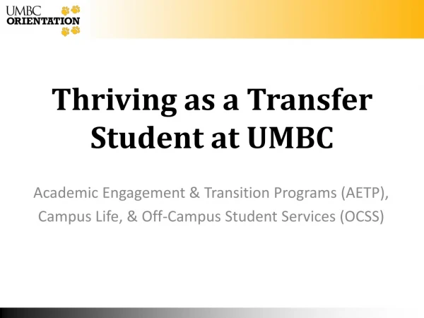 Thriving as a Transfer Student at UMBC