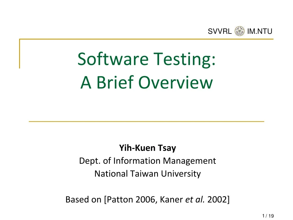 software testing a brief overview