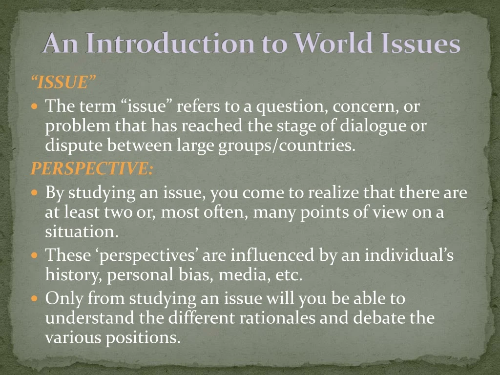 an introduction to world issues