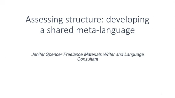 Assessing structure: developing a shared meta-language