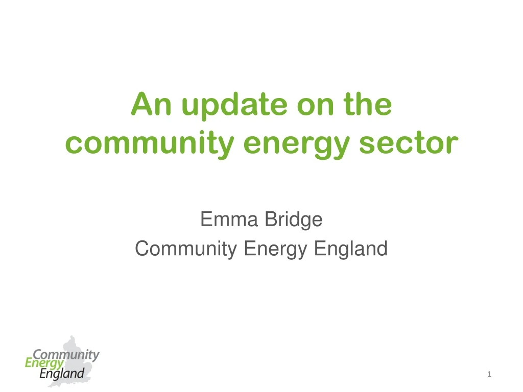 an update on the community energy sector