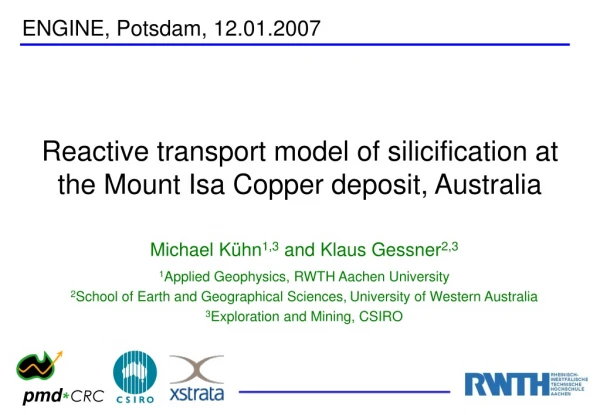 Reactive transport model of silicification at the Mount Isa Copper deposit, Australia