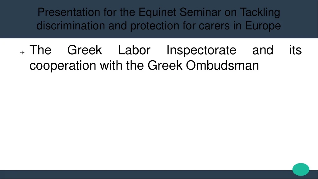 presentation for the equinet seminar on tackling