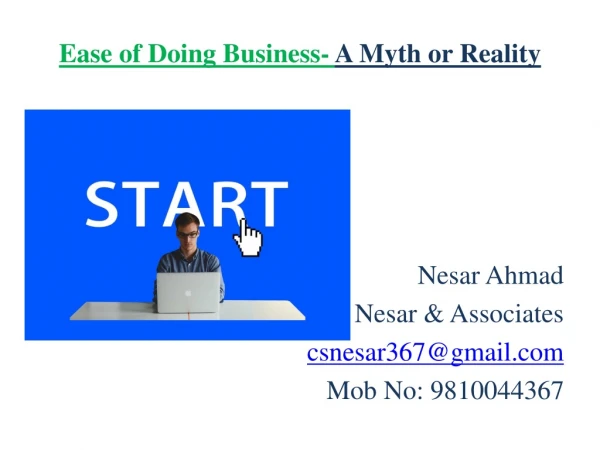 Ease of Doing Business- A Myth or Reality