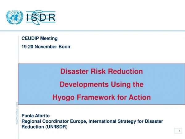 Disaster Risk Reduction Developments Using the Hyogo Framework for Action
