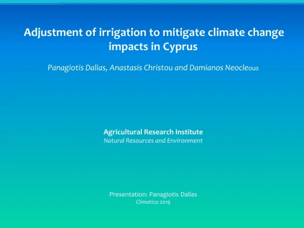Adjustment of irrigation to mitigate climate change impacts in Cyprus