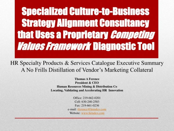 HR Specialty Products &amp; Services Catalogue Executive Summary