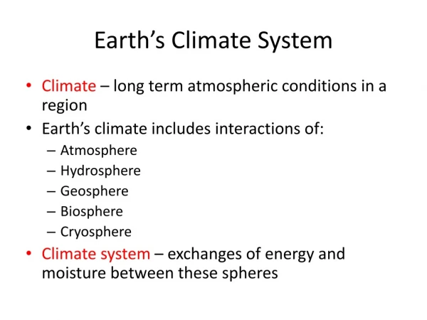 Earth’s Climate System