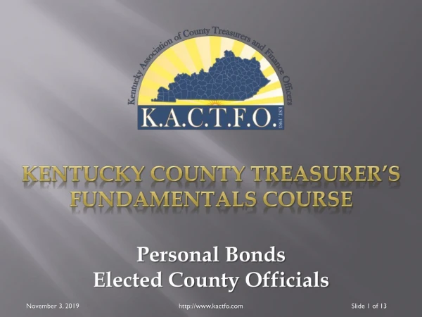 Kentucky County Treasurer’s Fundamentals Course