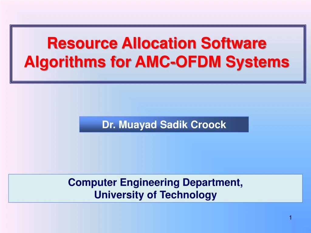 resource allocation software algorithms