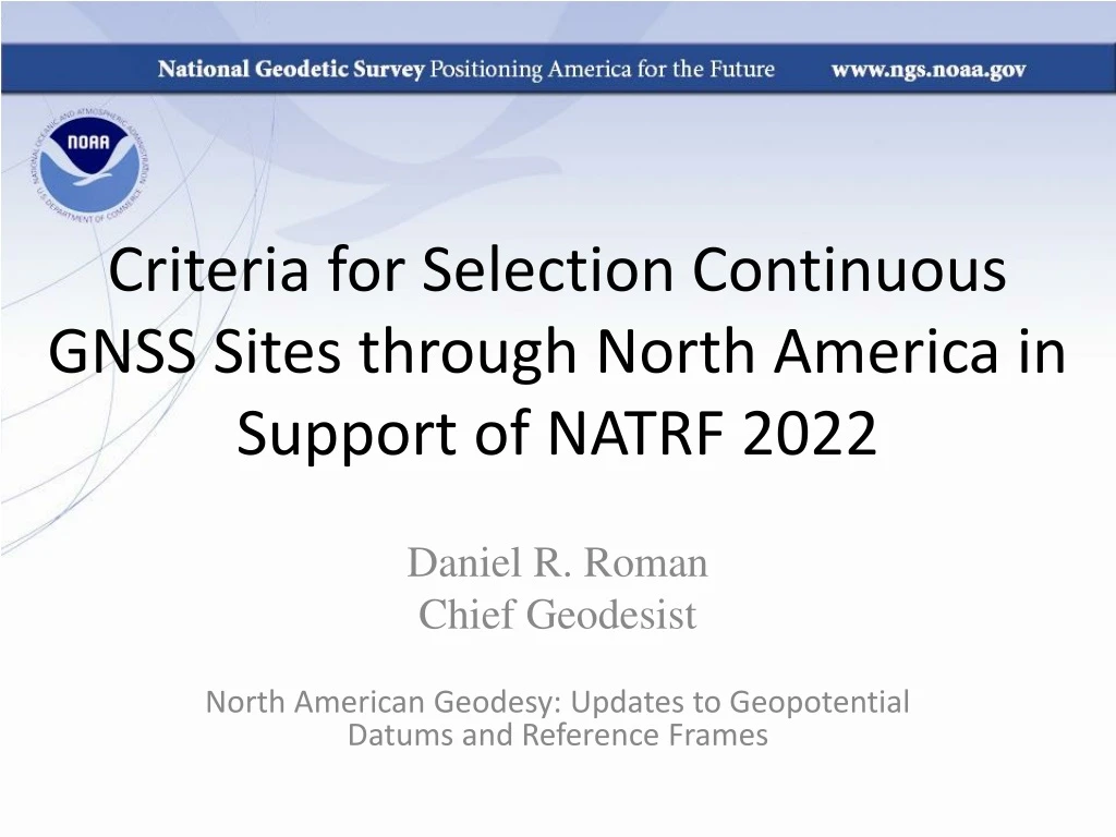 criteria for selection continuous gnss sites through north america in support of natrf 2022