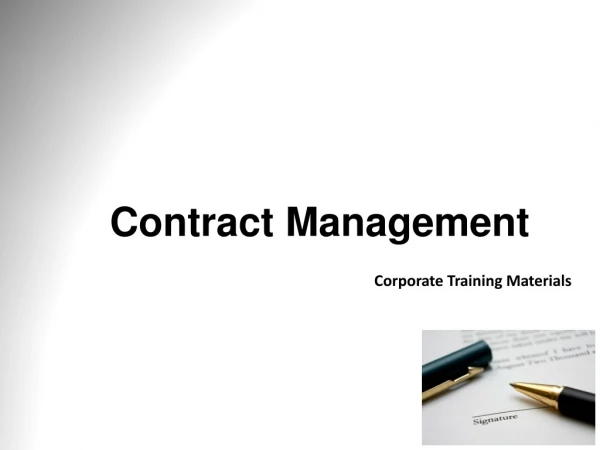 Contract Management Corporate Training Materials