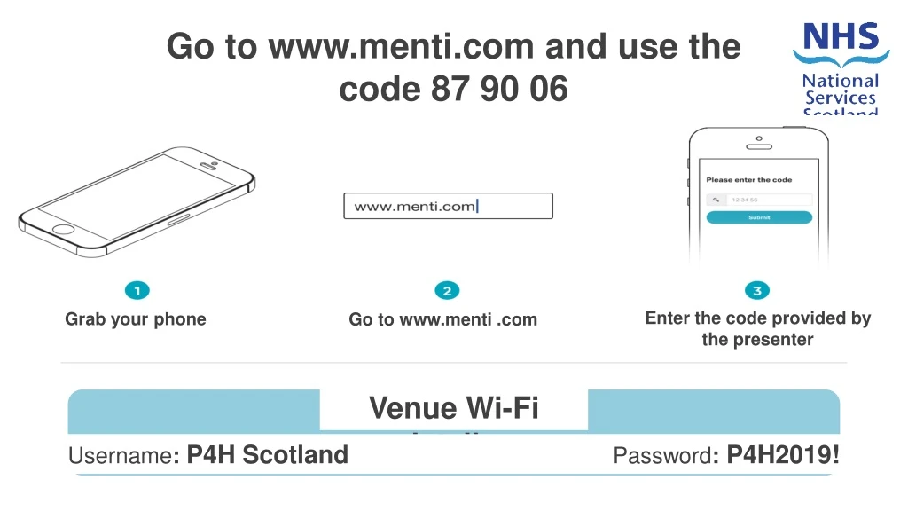 go to www menti com and use the code 87 90 06