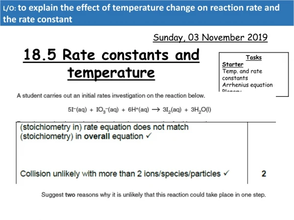 18.5 Rate constants and temperature