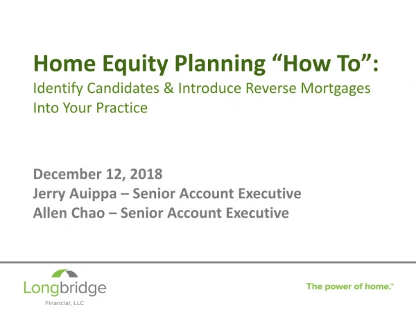 Home Equity Planning “How To”: