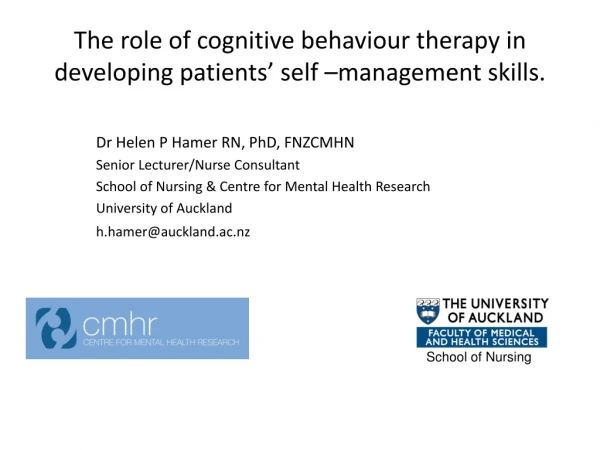 The role of cognitive behaviour therapy in developing patients’ self –management skills.