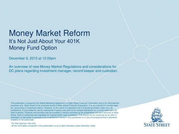 Money Market Reform It’s Not Just About Your 401K Money Fund Option