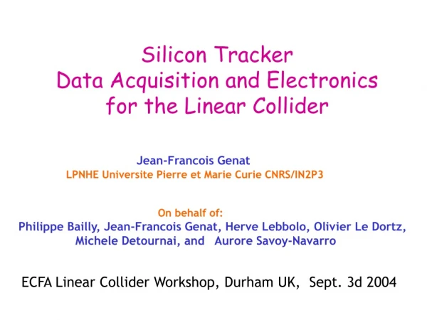 Silicon Tracker Data Acquisition and Electronics for the Linear Collider