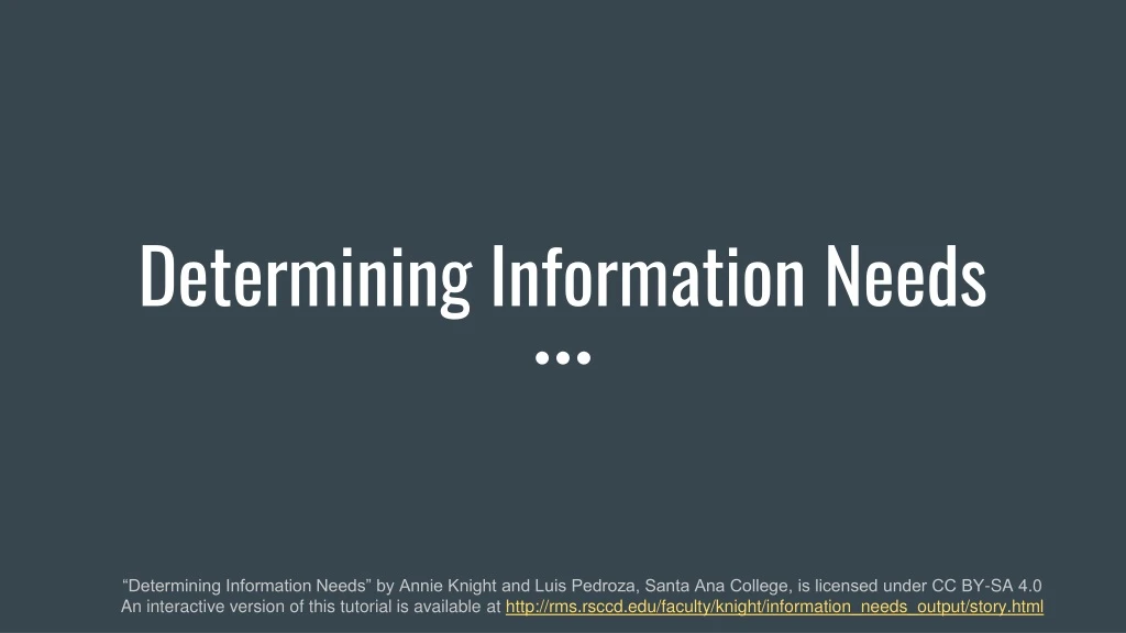 determining information needs