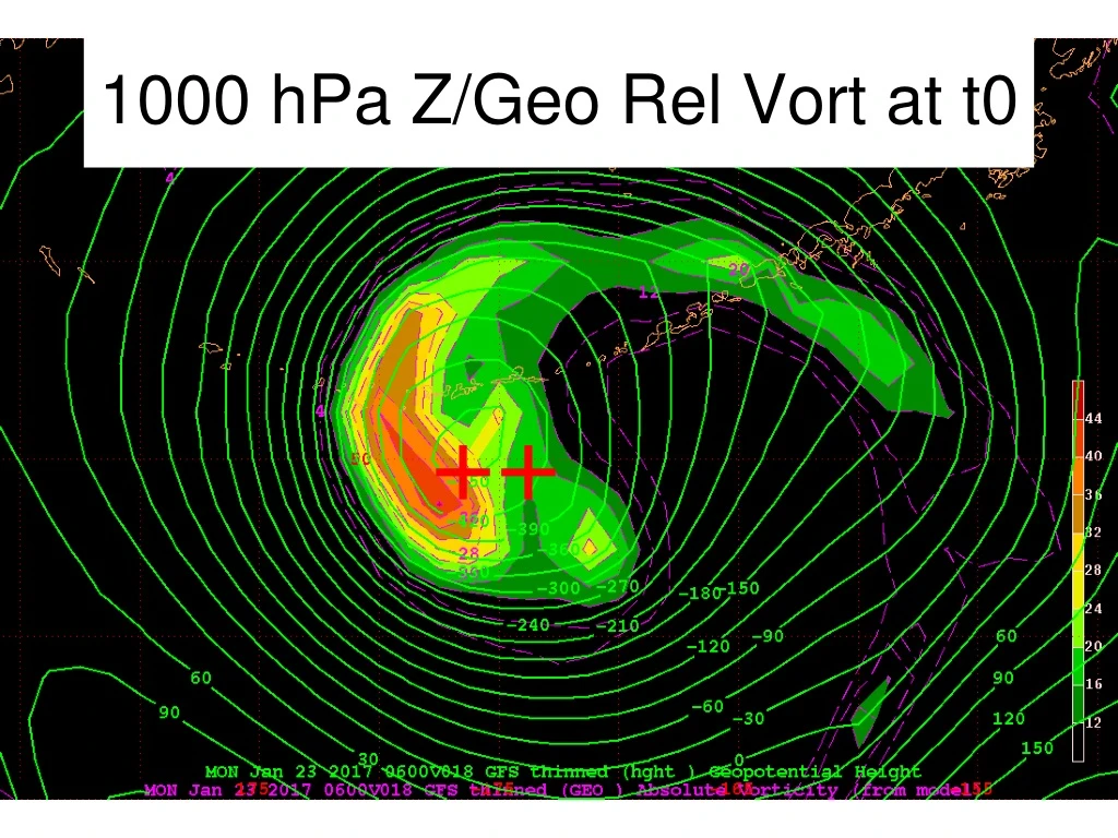 1000 hpa z geo rel vort at t0
