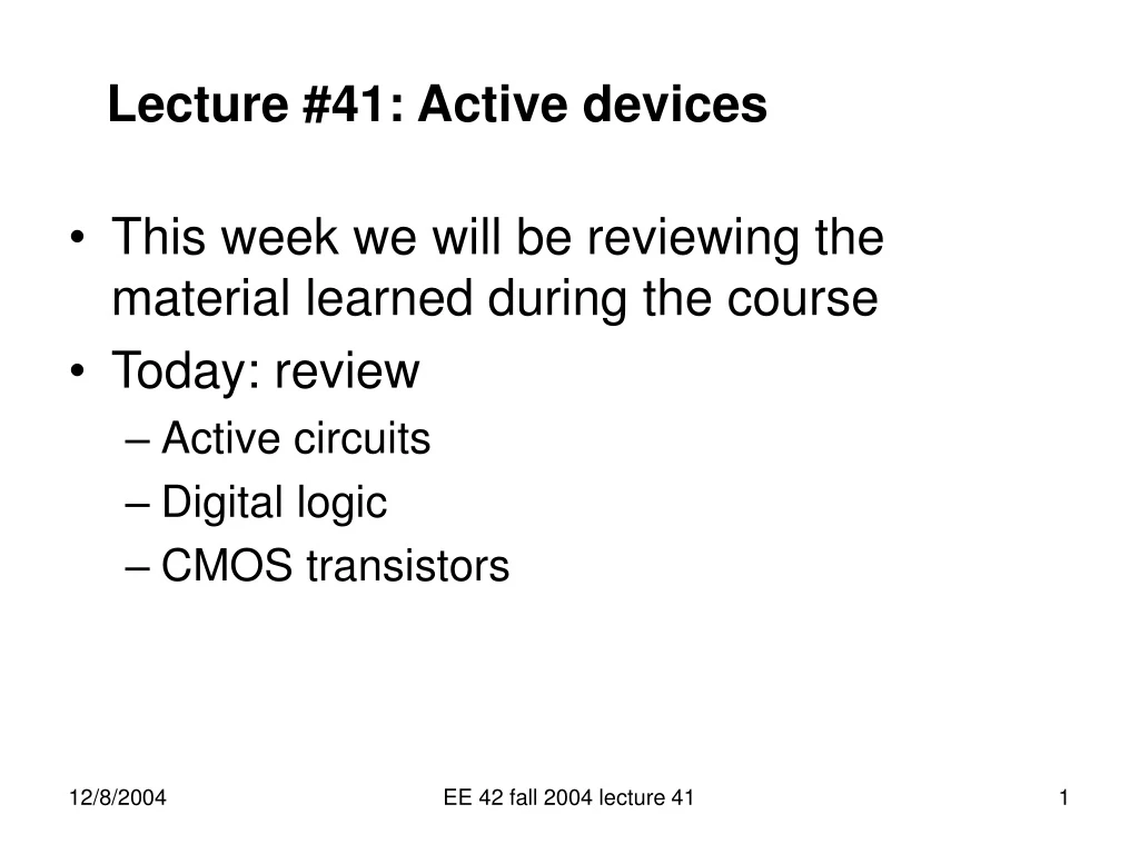 lecture 41 active devices