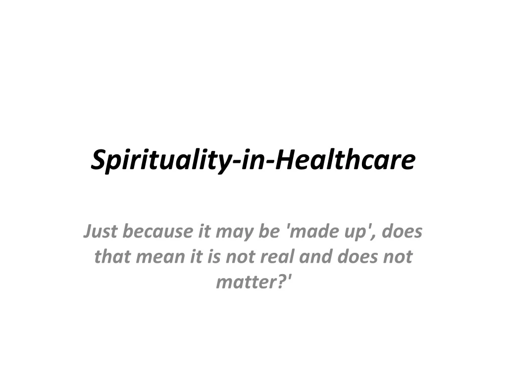 spirituality in healthcare