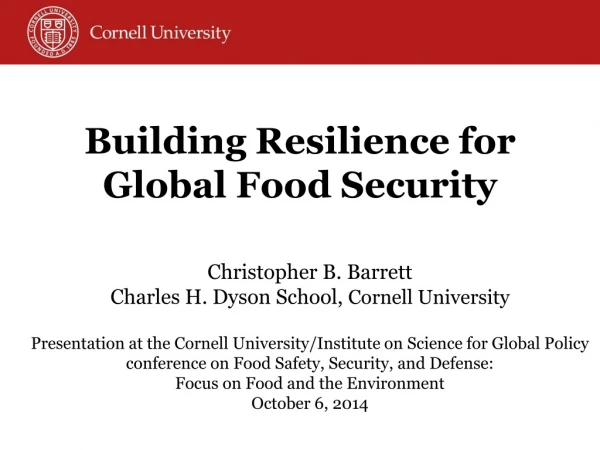 Building Resilience for Global Food Security