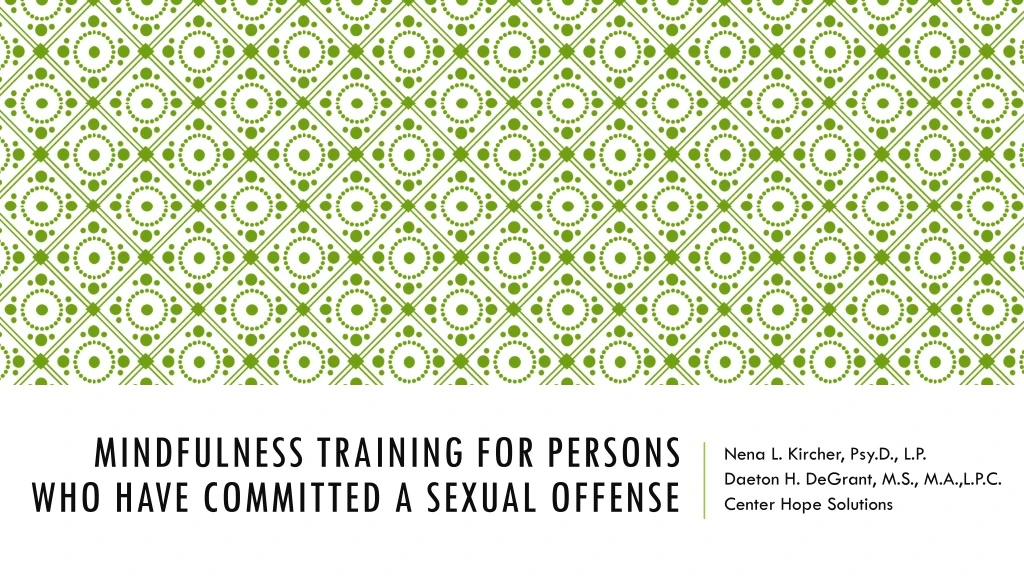 mindfulness training for persons who have committed a sexual offense