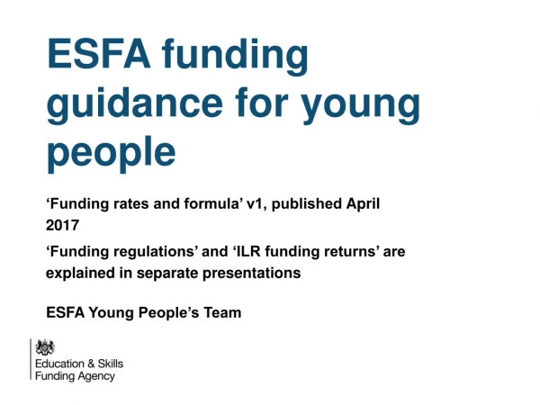 ESFA funding guidance for young people