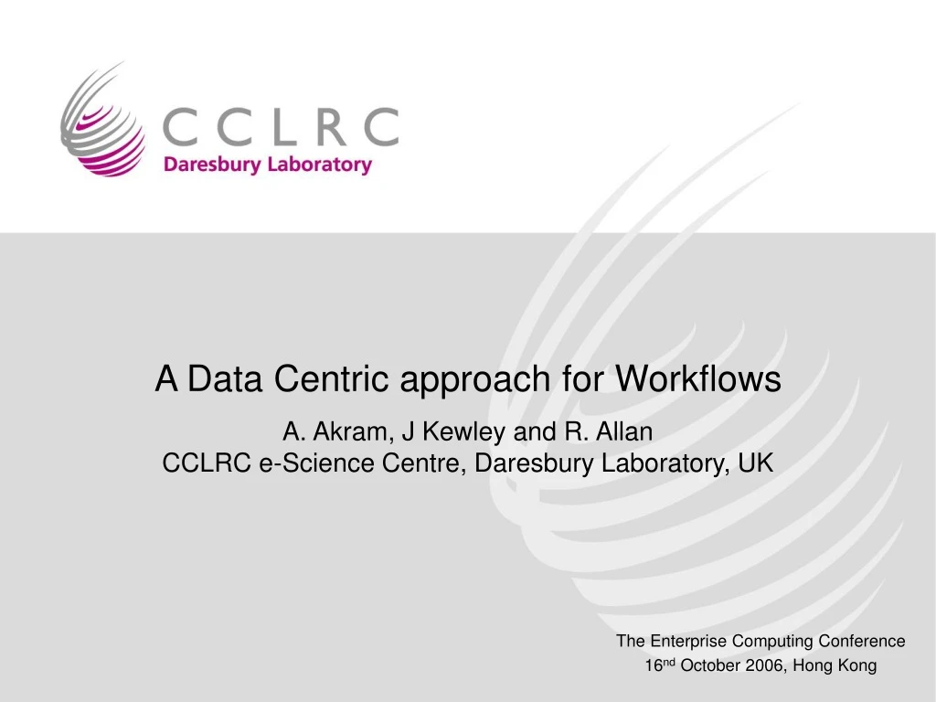 a data centric approach for workflows a akram