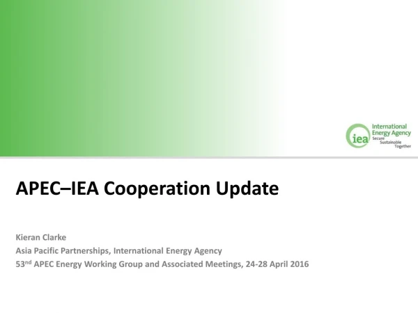 APEC–IEA Cooperation Update