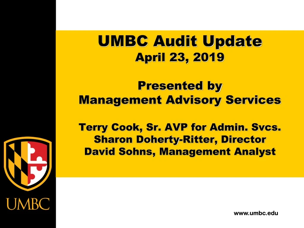 umbc audit update april 23 2019 presented