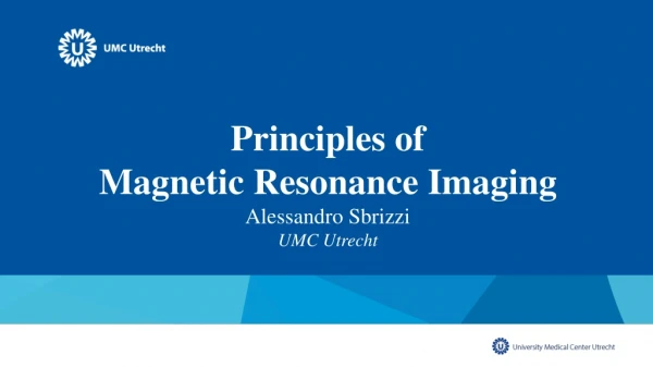 Principles of Magnetic Resonance Imaging Alessandro Sbrizzi UMC Utrecht