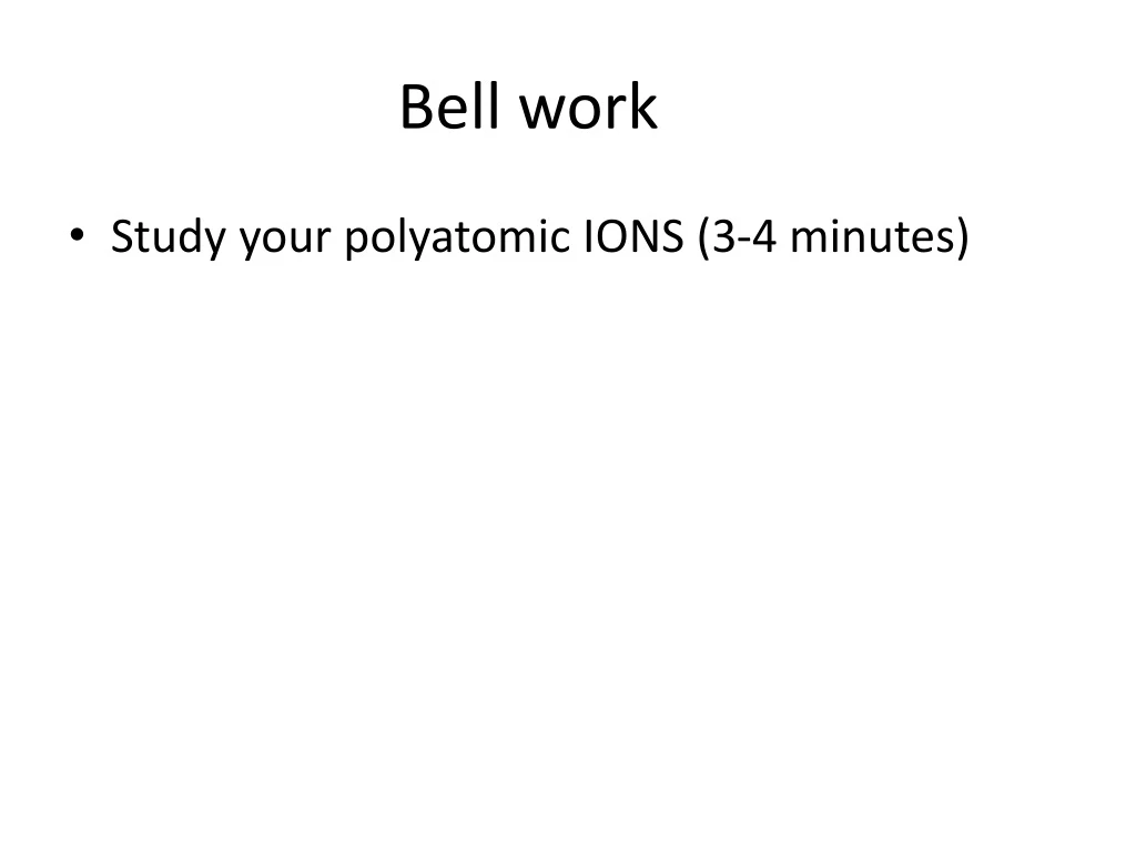 bell work