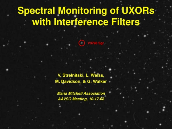 Spectral Monitoring of UXORs with Interference Filters