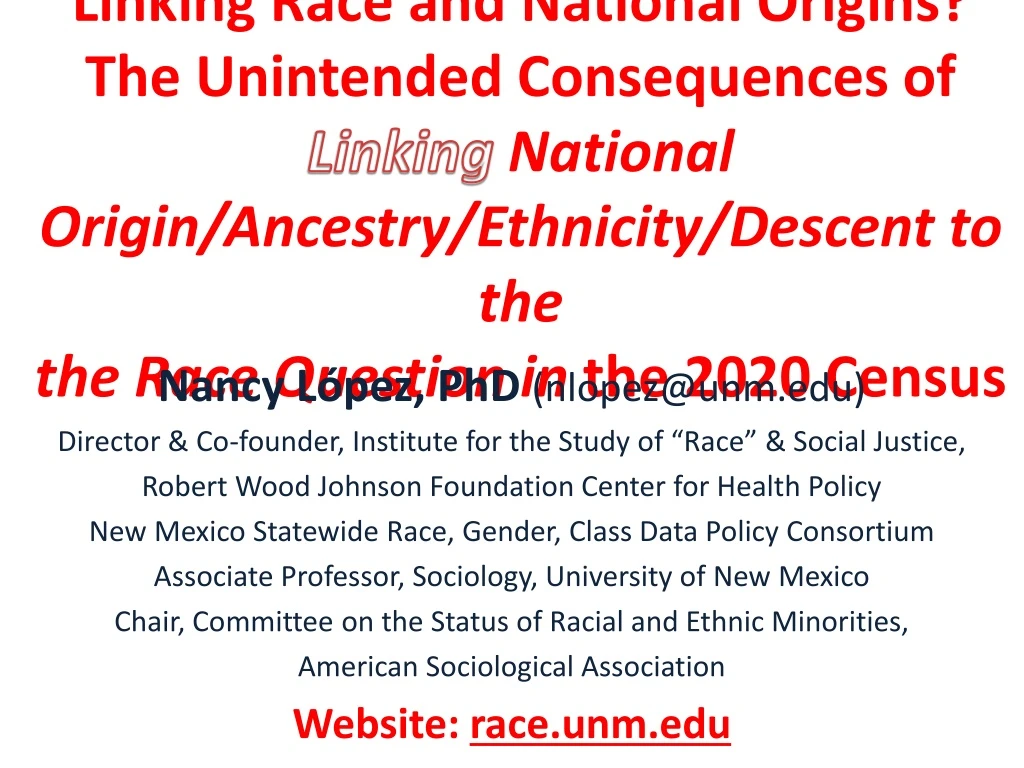 linking race and national origins the unintended