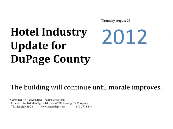 Hotel Industry Update for DuPage County
