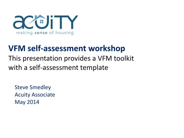 VFM self-assessment workshop