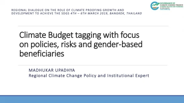 Climate Budget tagging with focus on policies, risks and gender-based beneficiaries