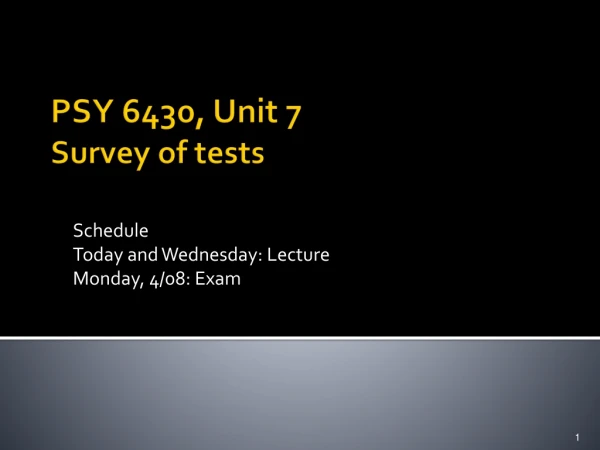 PSY 6430, Unit 7 Survey of tests