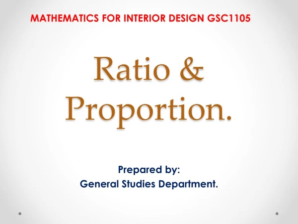 Ratio &amp; Proportion.