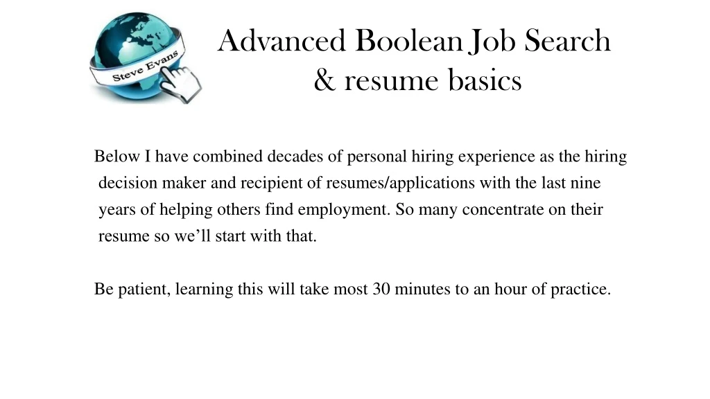 advanced boolean job search resume basics