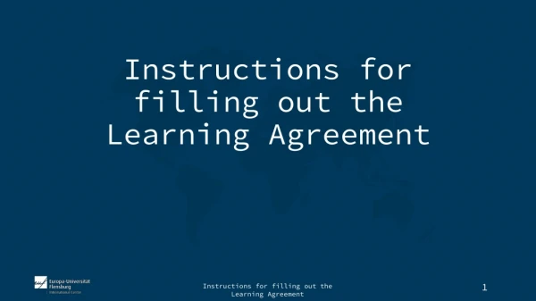 Instructions for filling out the Learning Agreement