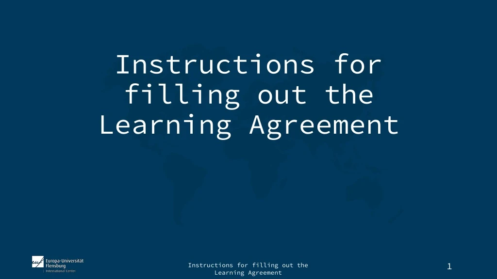 instructions for filling out the learning agreement