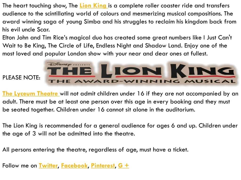 the heart touching show the lion king