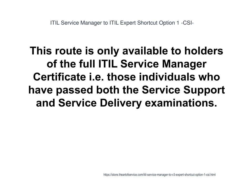 itil service manager to itil expert shortcut option 1 csi