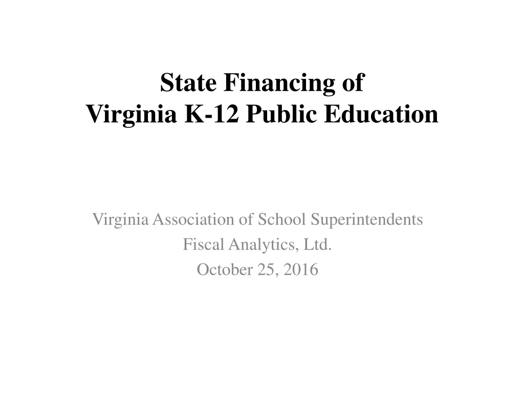 state financing of virginia k 12 public education
