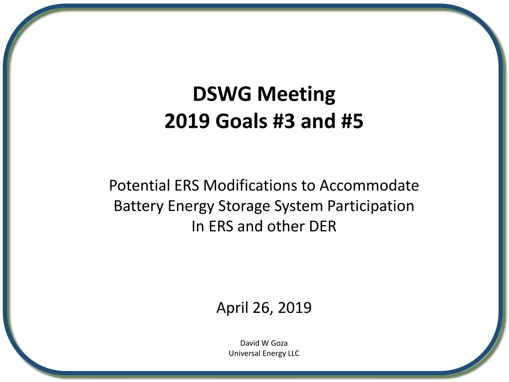 dswg meeting 2019 goals 3 and 5 potential