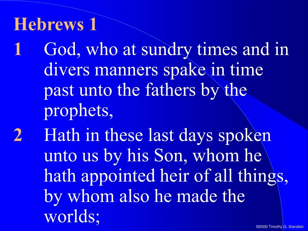 hebrews 1 1 god who at sundry times and in divers