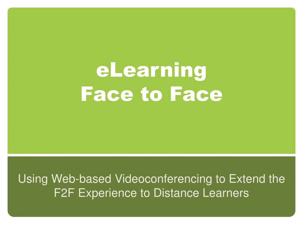 elearning face to face